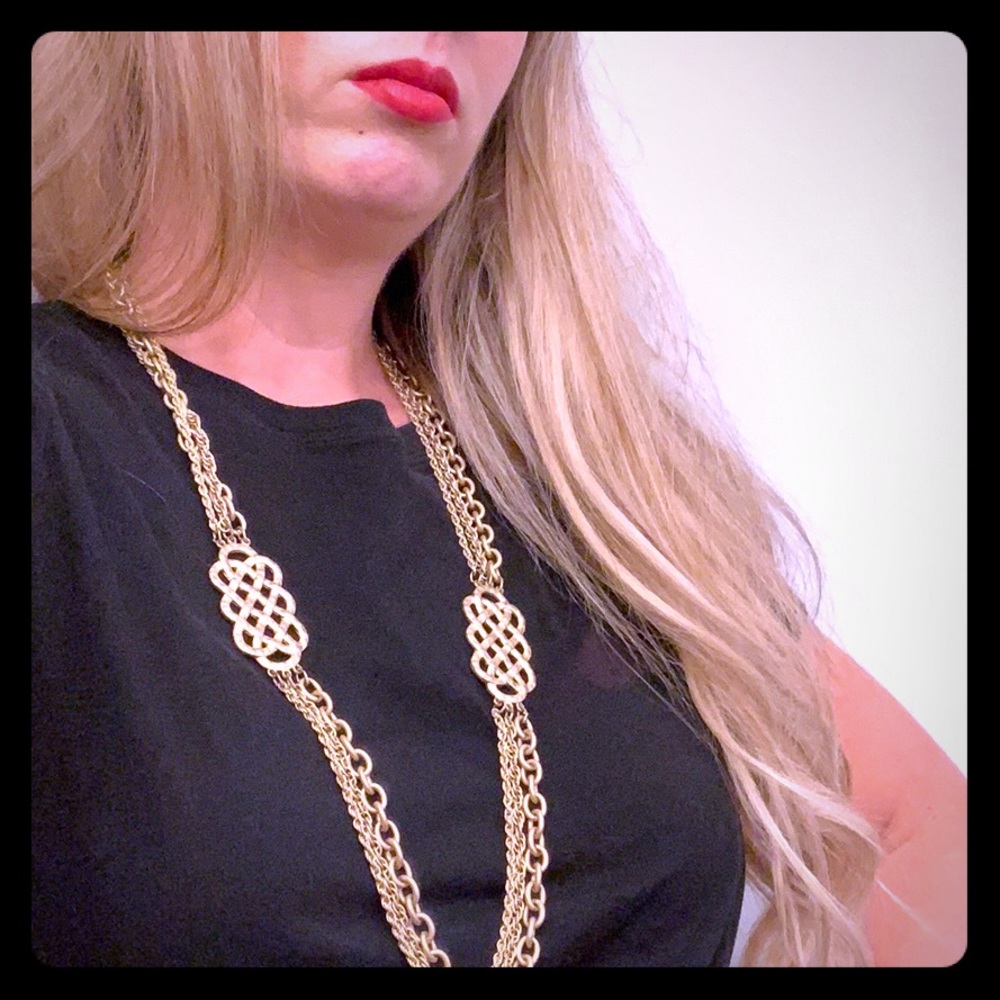 Long gold necklace